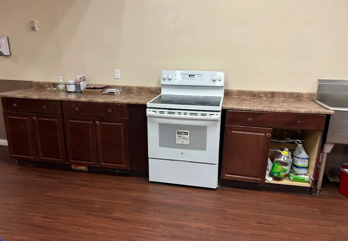 Photo of party hall kitchen with stove